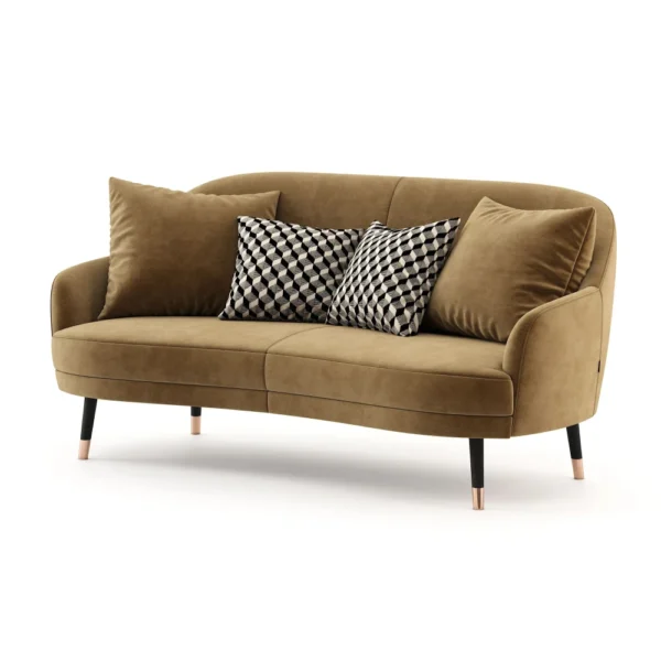 ECHOLON – Brown Curved Style Two Seater Sofa - Image 2