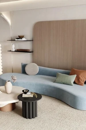 CRESCENT – Light Blue Curved Sofa