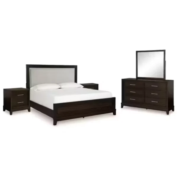 LVARA – Retro Style Dark Brown Bedroom Set - Image 2
