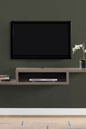 DIY Rustic Brown Floating TV Console Shelf