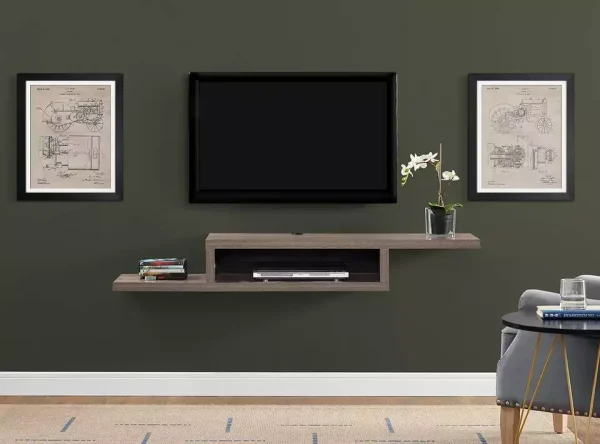 DIY Rustic Brown Floating TV Console Shelf